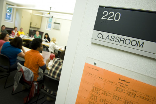A classroom in Rogers Hall.