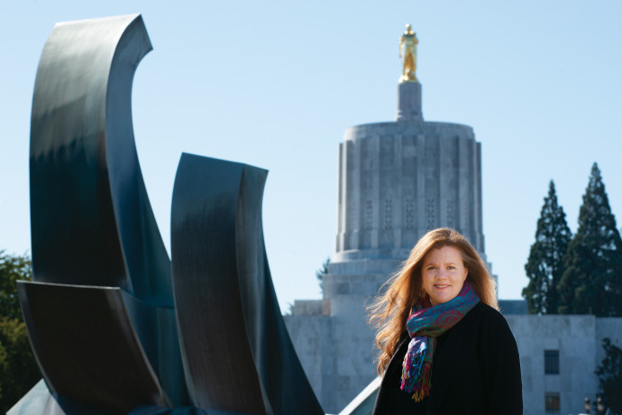 Amy Beacom BA '94 helped advocate for Oregon's new family and medical leave act, one of the most ...