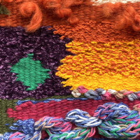    Self-soothing: 21?x13?, fabric, wool, and acrylic yarn 