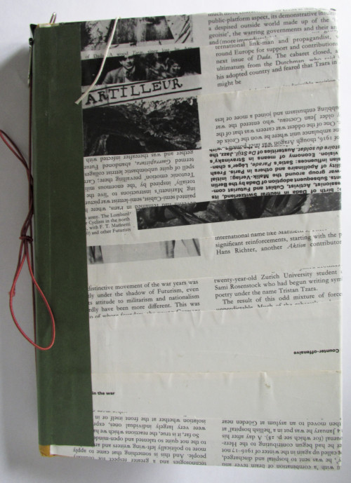 Title: First Junk Journal, backDimensions: 3.5x6.5x9.5Materials: book cover, paper, glue, waxed string, elastic cord, magazine cutouts, s...