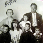 The Yee Family, c. 1922. Top left to right: Mary Yee, June Yee (being held), and Yee Shing Bottom left to right:  Eugene Yee, Lillian Yee, V