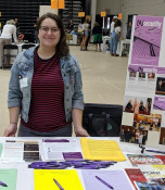 2019 Gender Studies Symposium cochair Zoe Maughan BA '19 tabling at New Student Orientation.